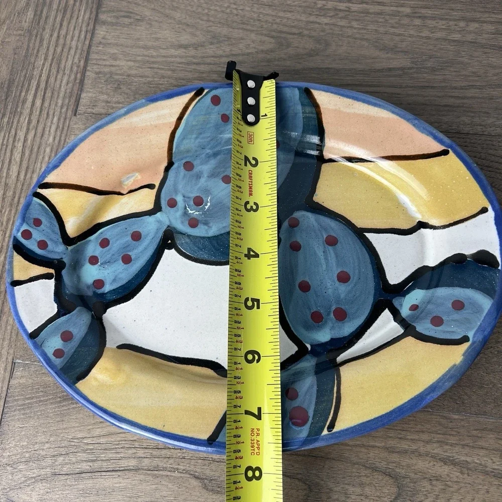 Stephen Kilborn Pottery CACTUS DOTS Large Oval Platter Tray ~10